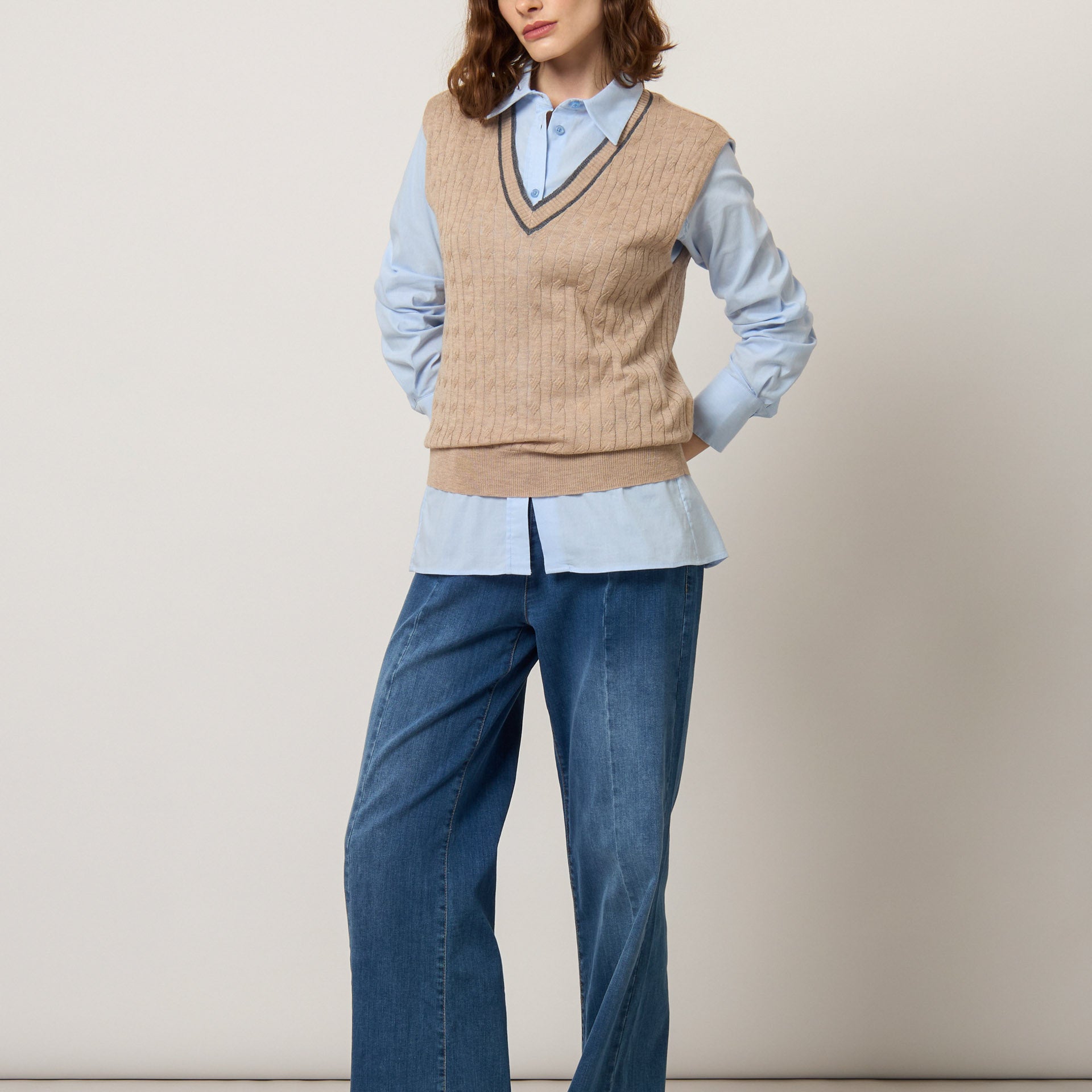 Gilet in maglia intrecciato