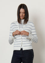 Cardigan girocollo a righe
