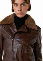 Biker trapuntato in pelle