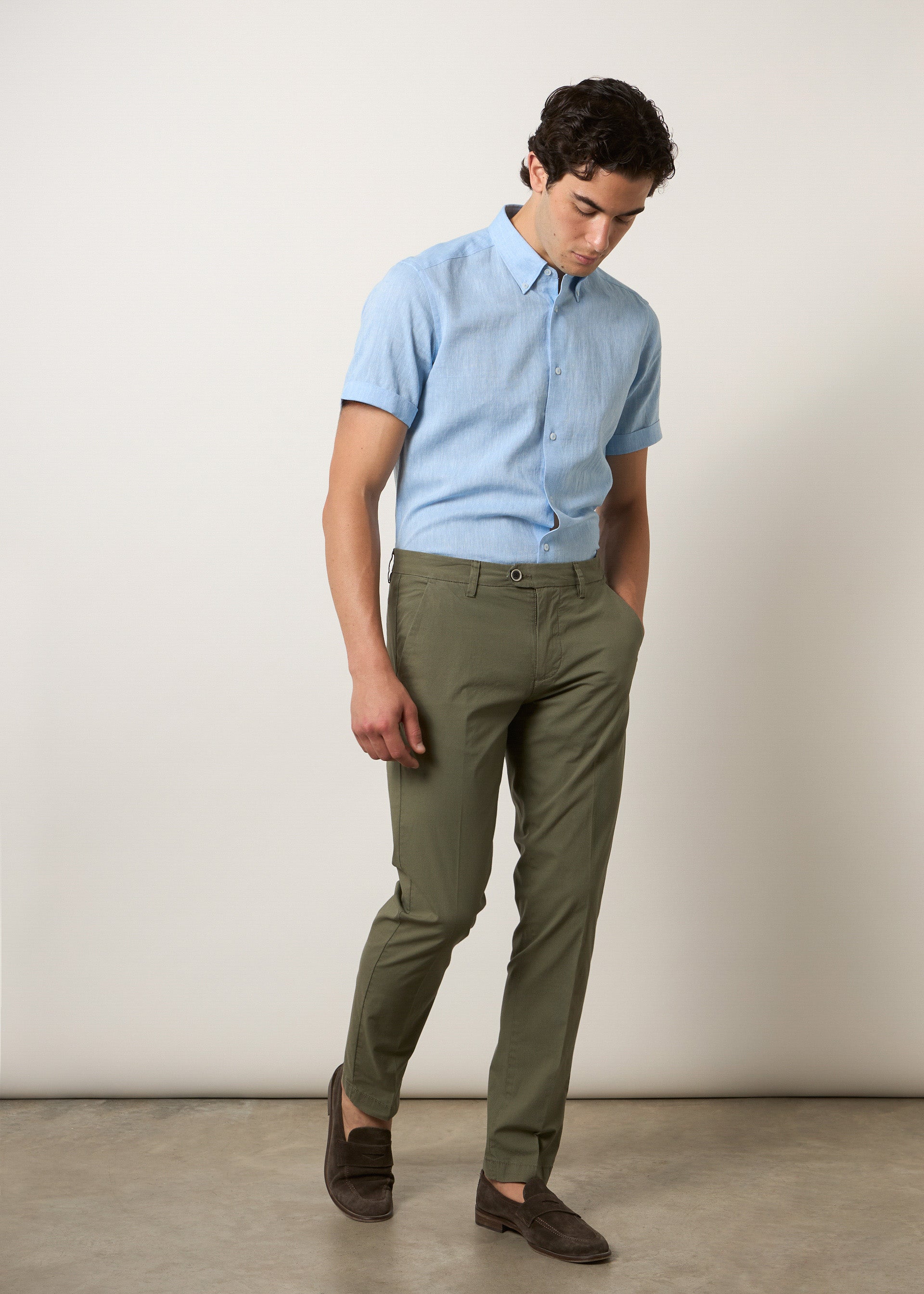 Pantaloni chino microfantasia