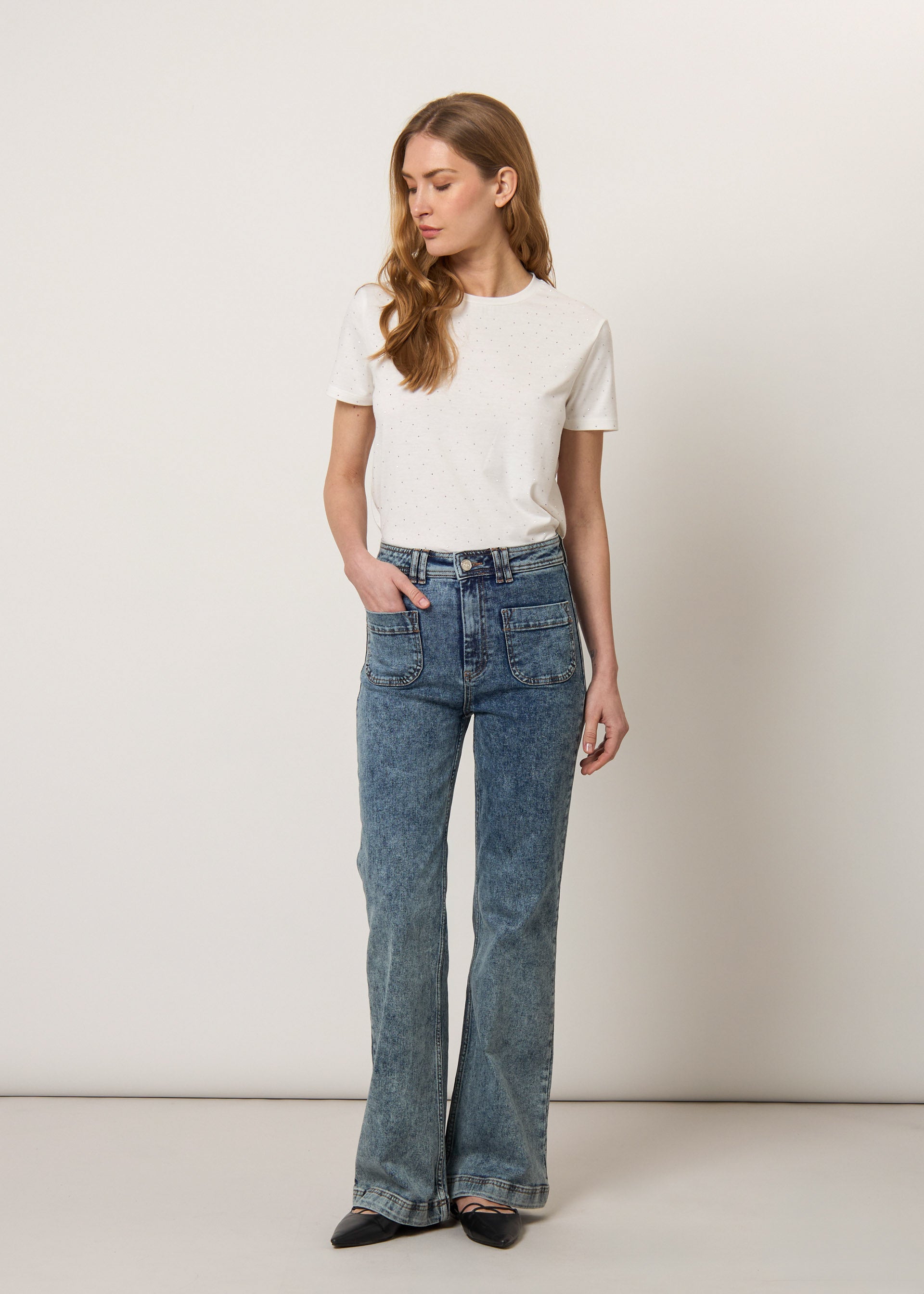 Jeans flare a vita alta