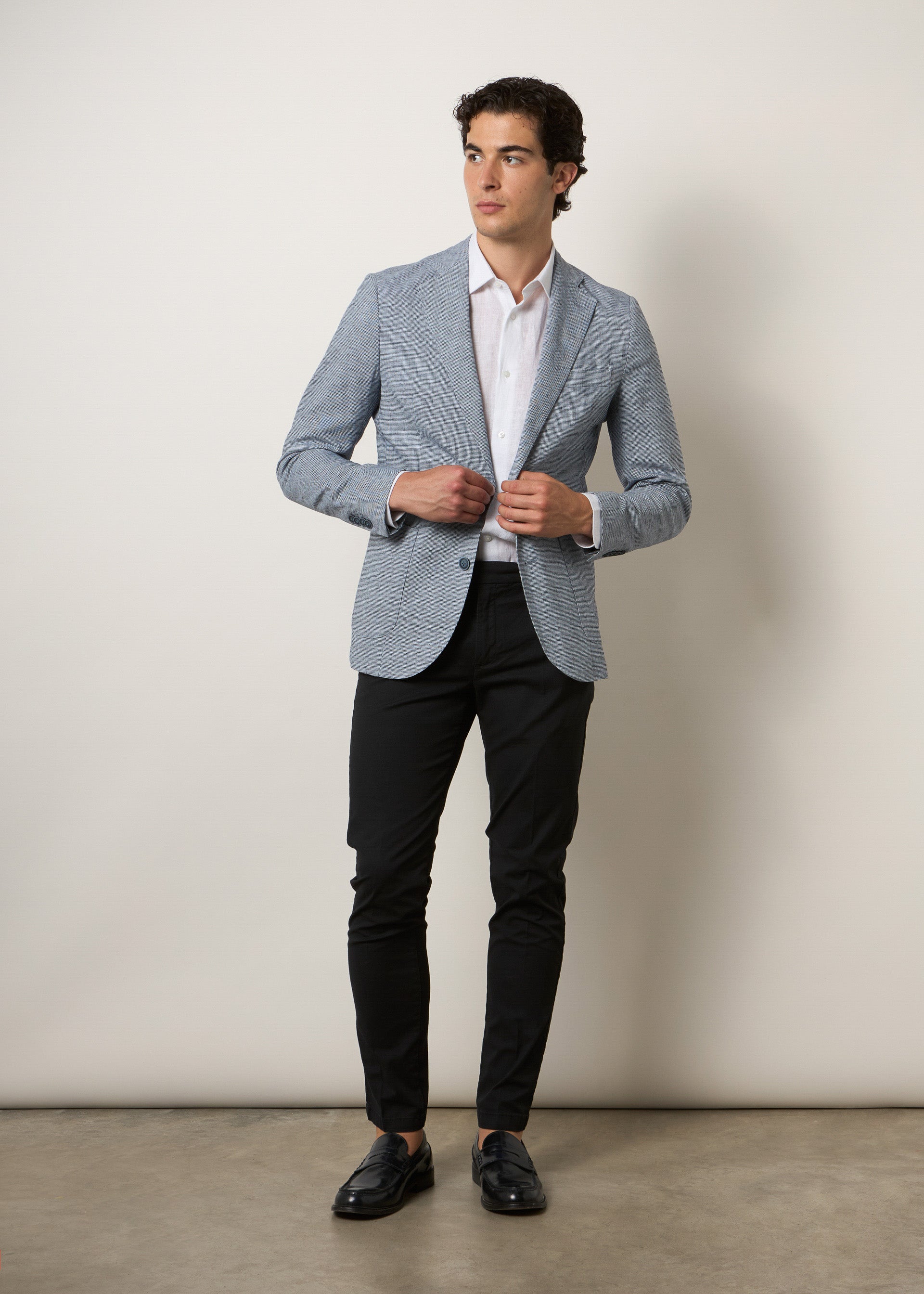 Blazer pied de poule lino