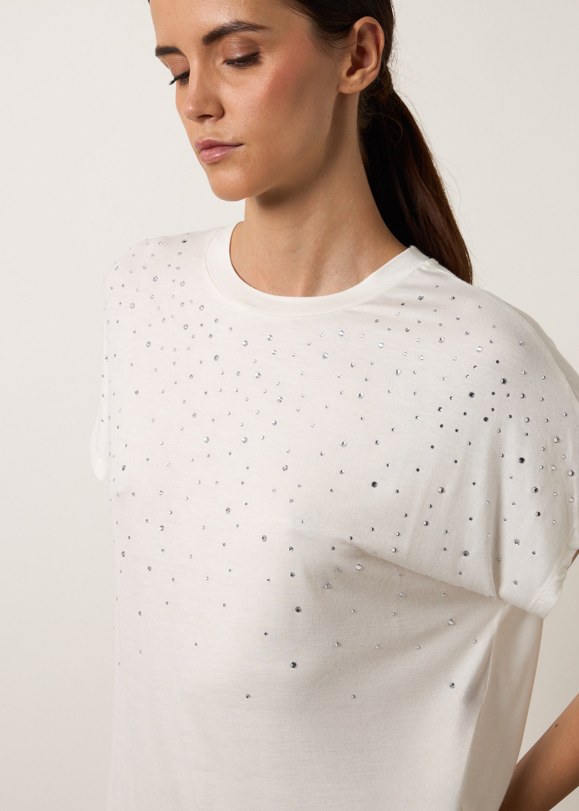 T-shirt boxy con strass