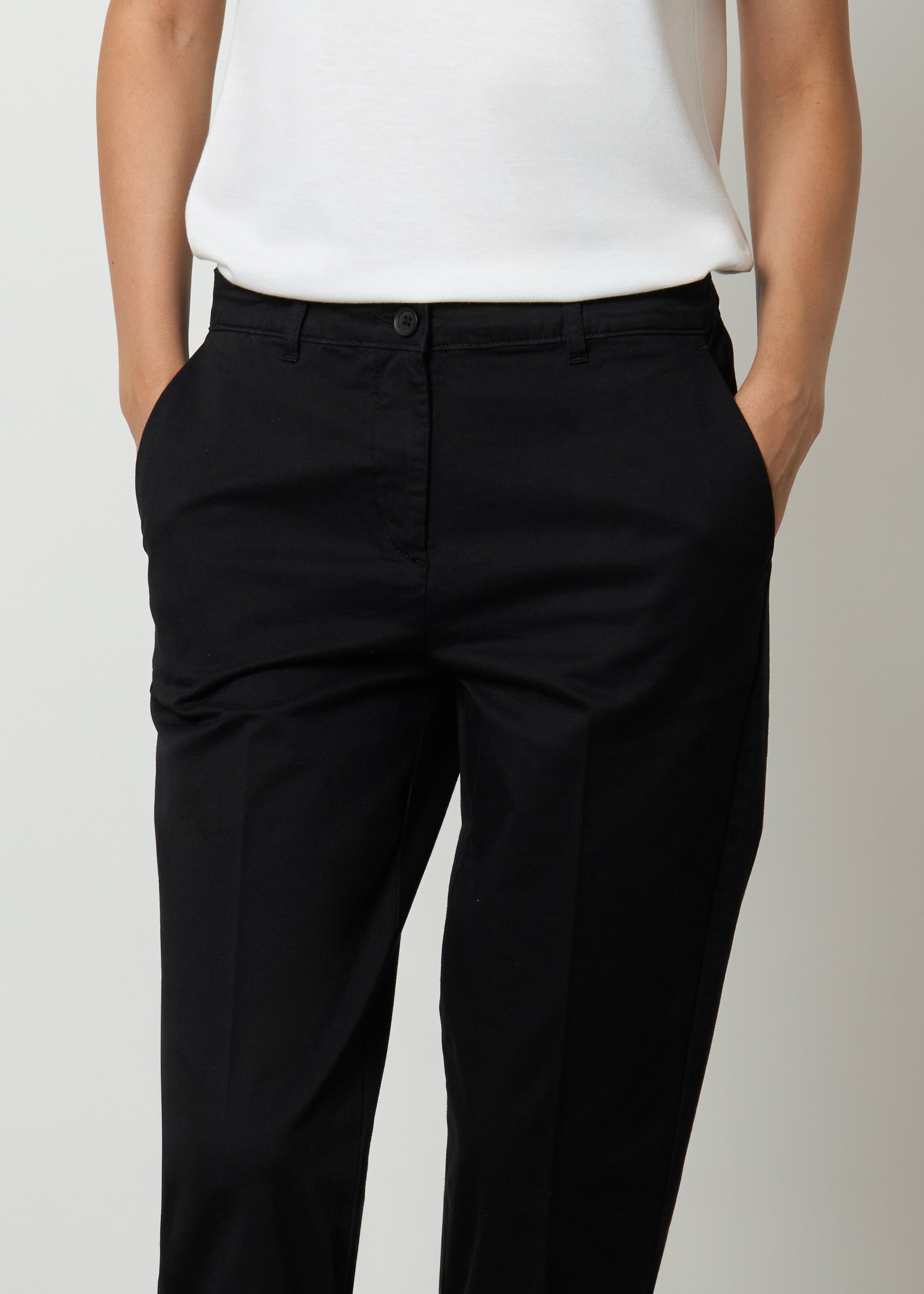 Pantaloni cotone a vita alta