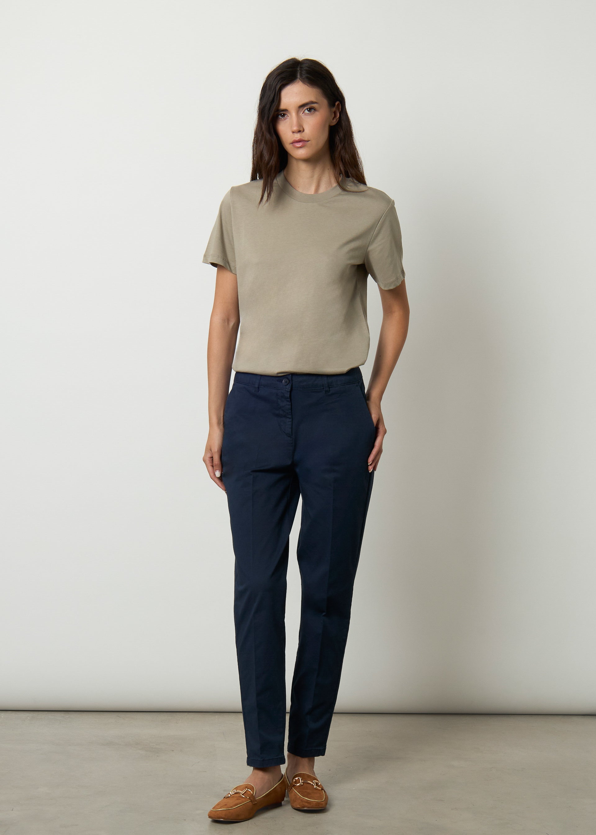 Pantaloni cotone a vita alta