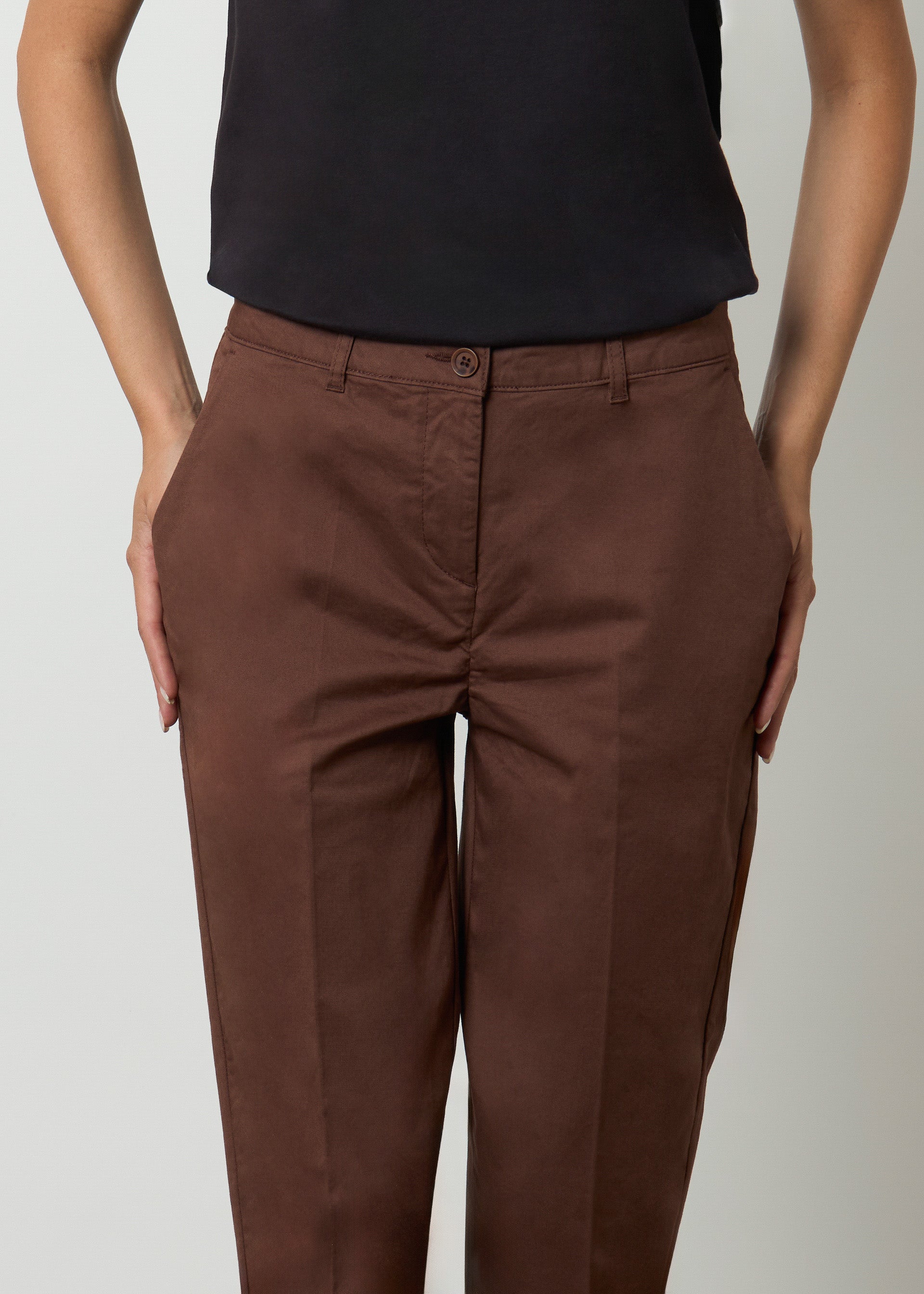 Pantaloni cotone a vita alta