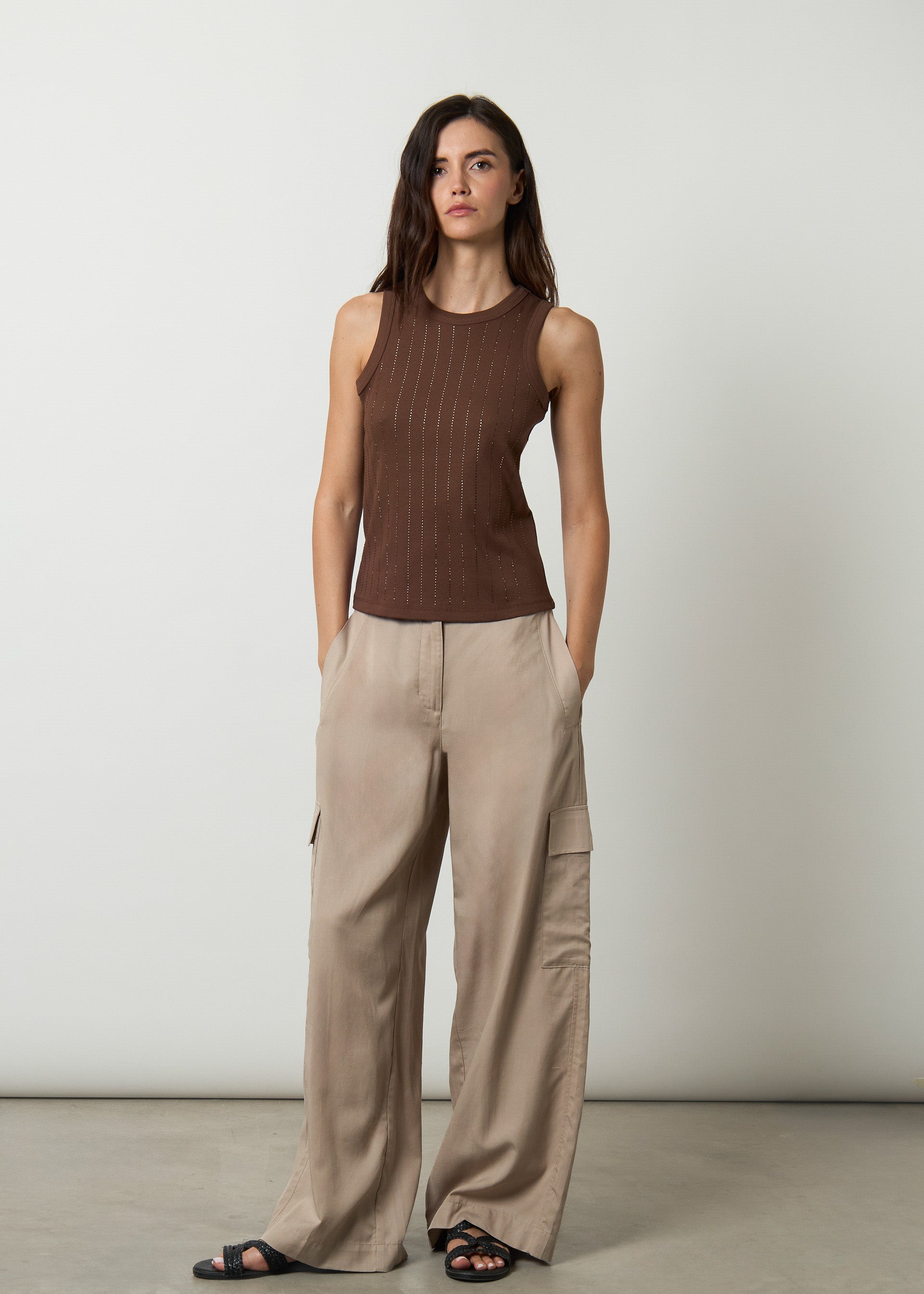 Top a costina con strass