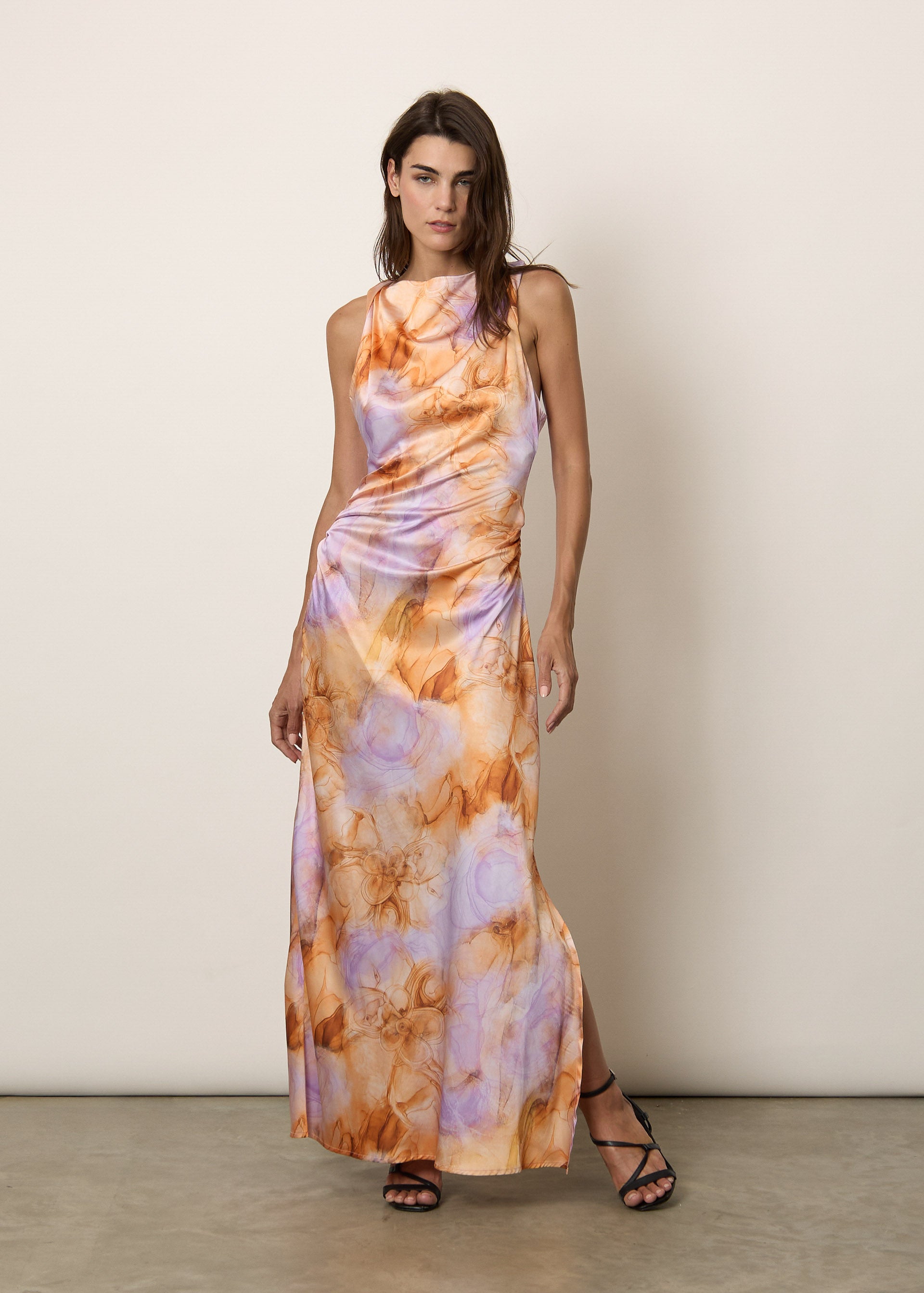 Conbipel Printed Vestito Rosso Conbipel Abito Lungo Stampato