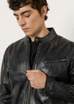 Giubbotto biker in pelle