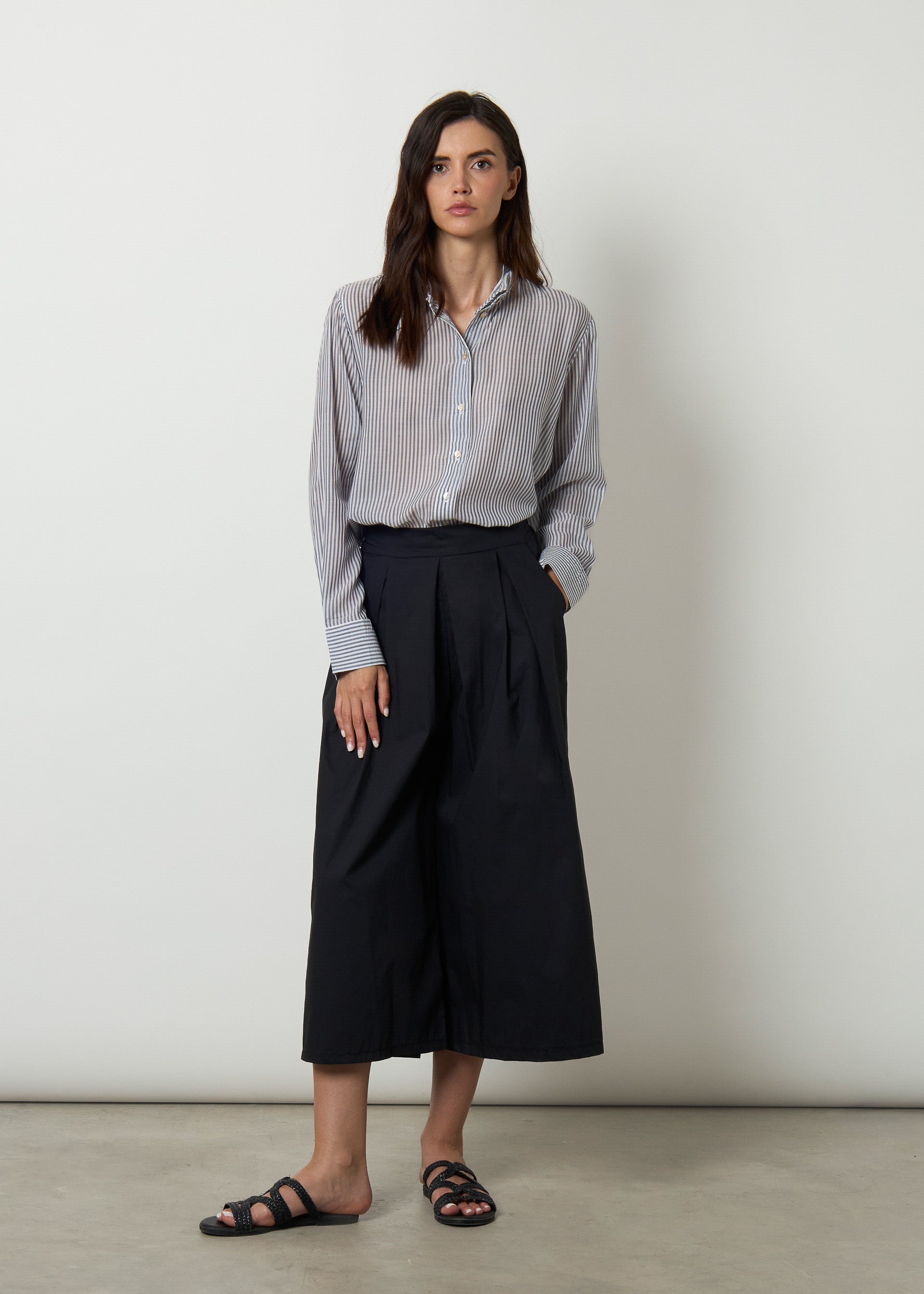 Pantaloni cropped in cotone