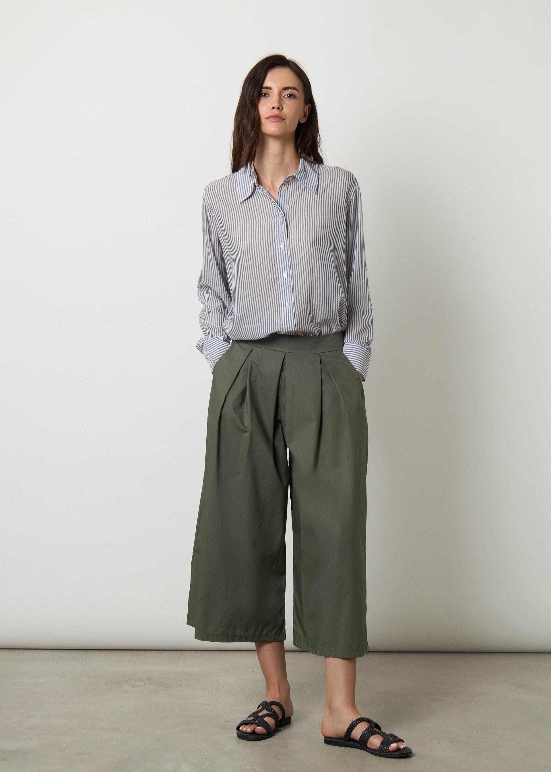 Pantaloni cropped in cotone