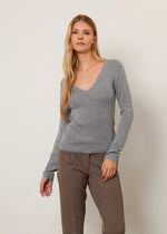 Maglia scollo a V misto lana