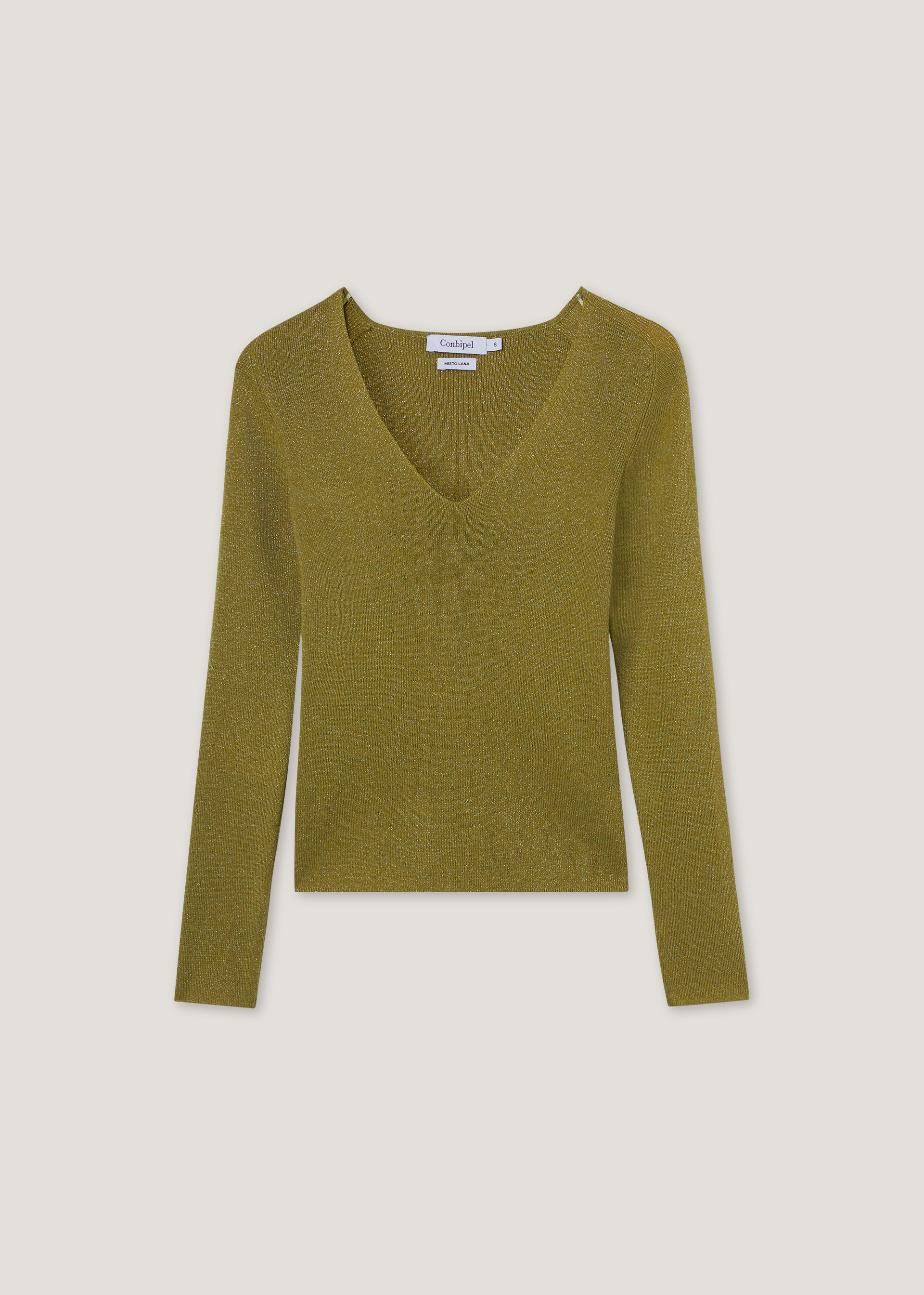 Maglia scollo a V misto lana