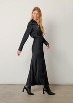 Gonna in satin a trapezio