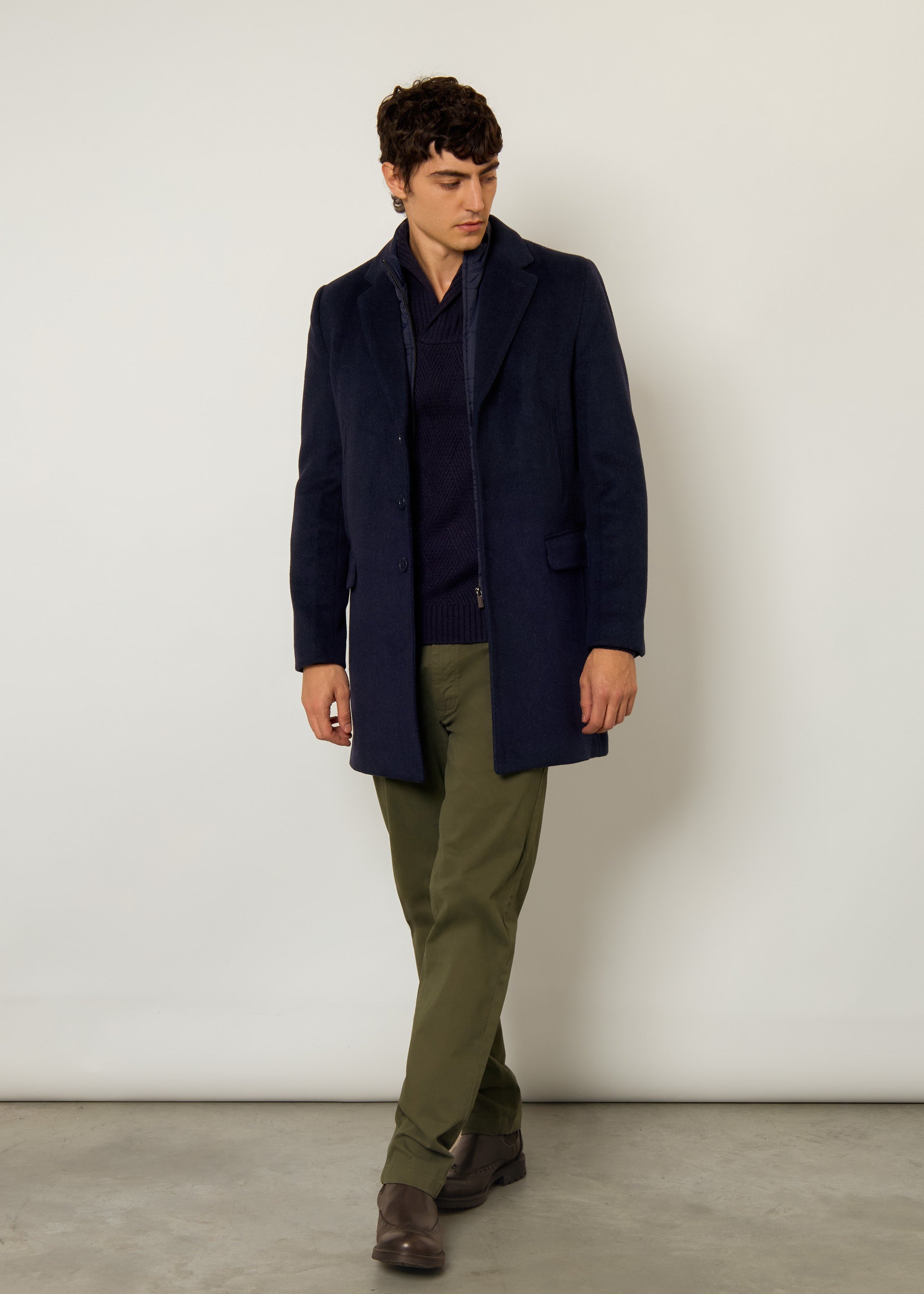 Cappotto microfantasia in misto lana