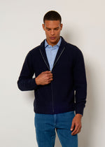 Cardigan con zip in lana