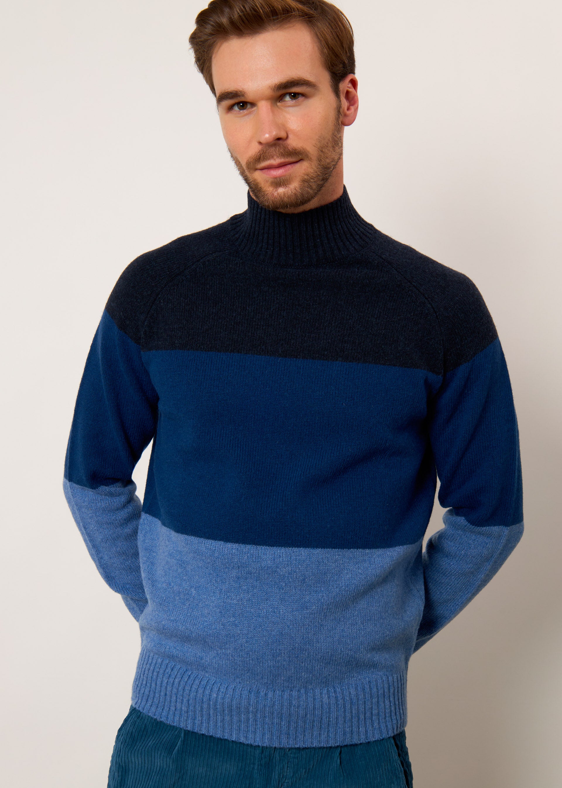 Pullover color block in lana
