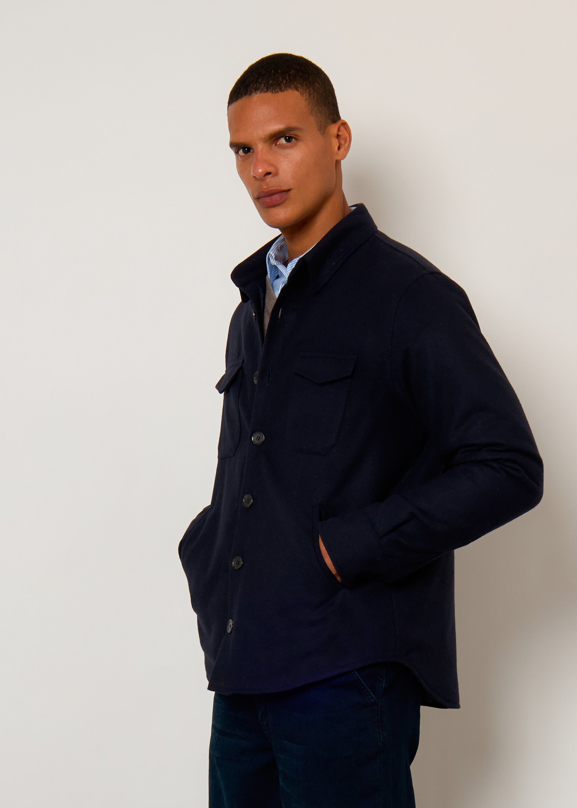 Giacca camicia in misto lana