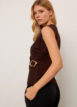 Top in jersey con fibbia