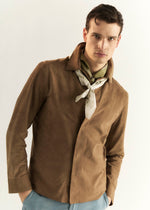 Giacca camicia in pelle scamosciata