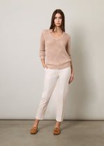 Pullover scollo V traforato