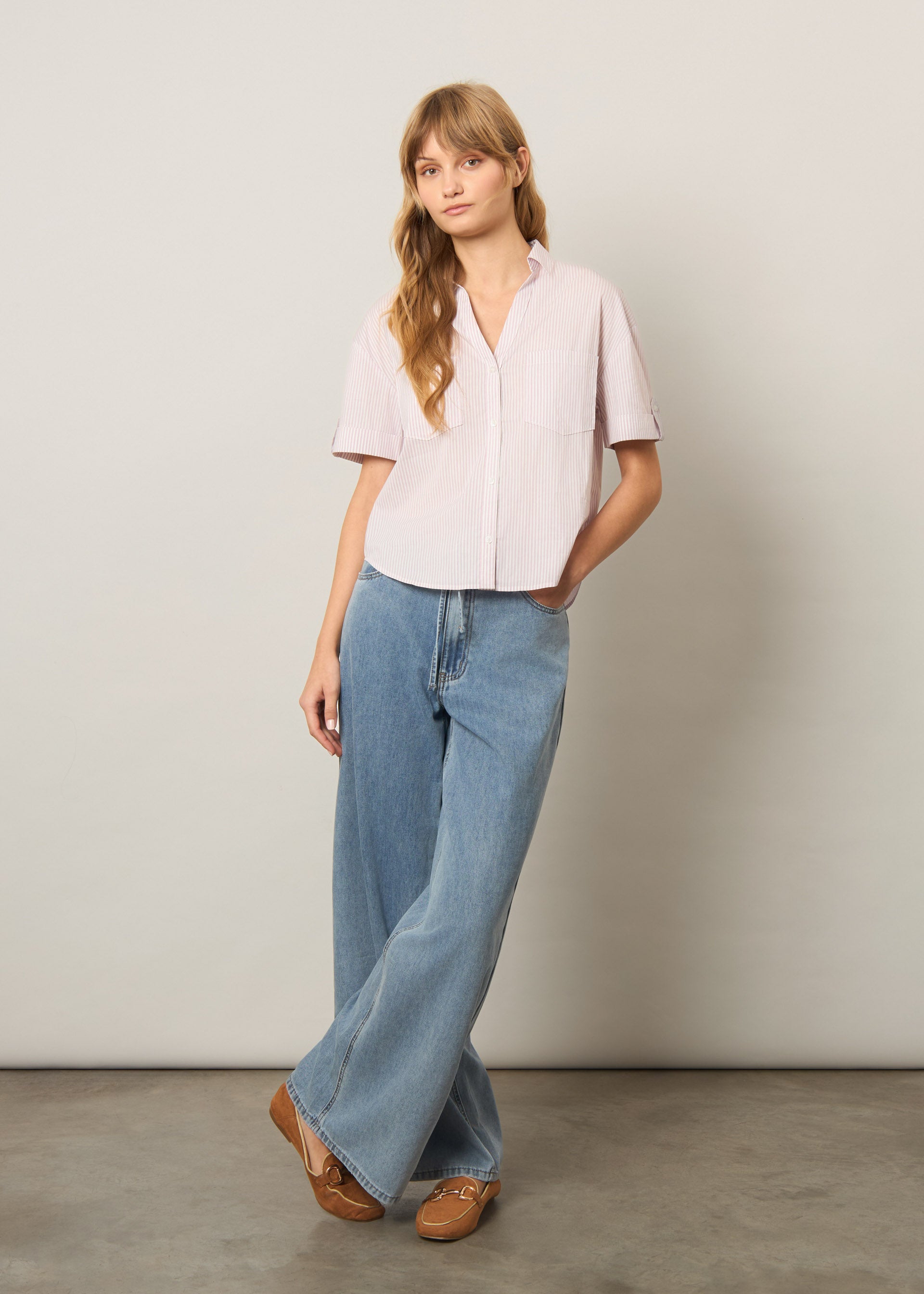 Camicia gessata con tasche