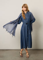 Chemisier in chambray con cintura