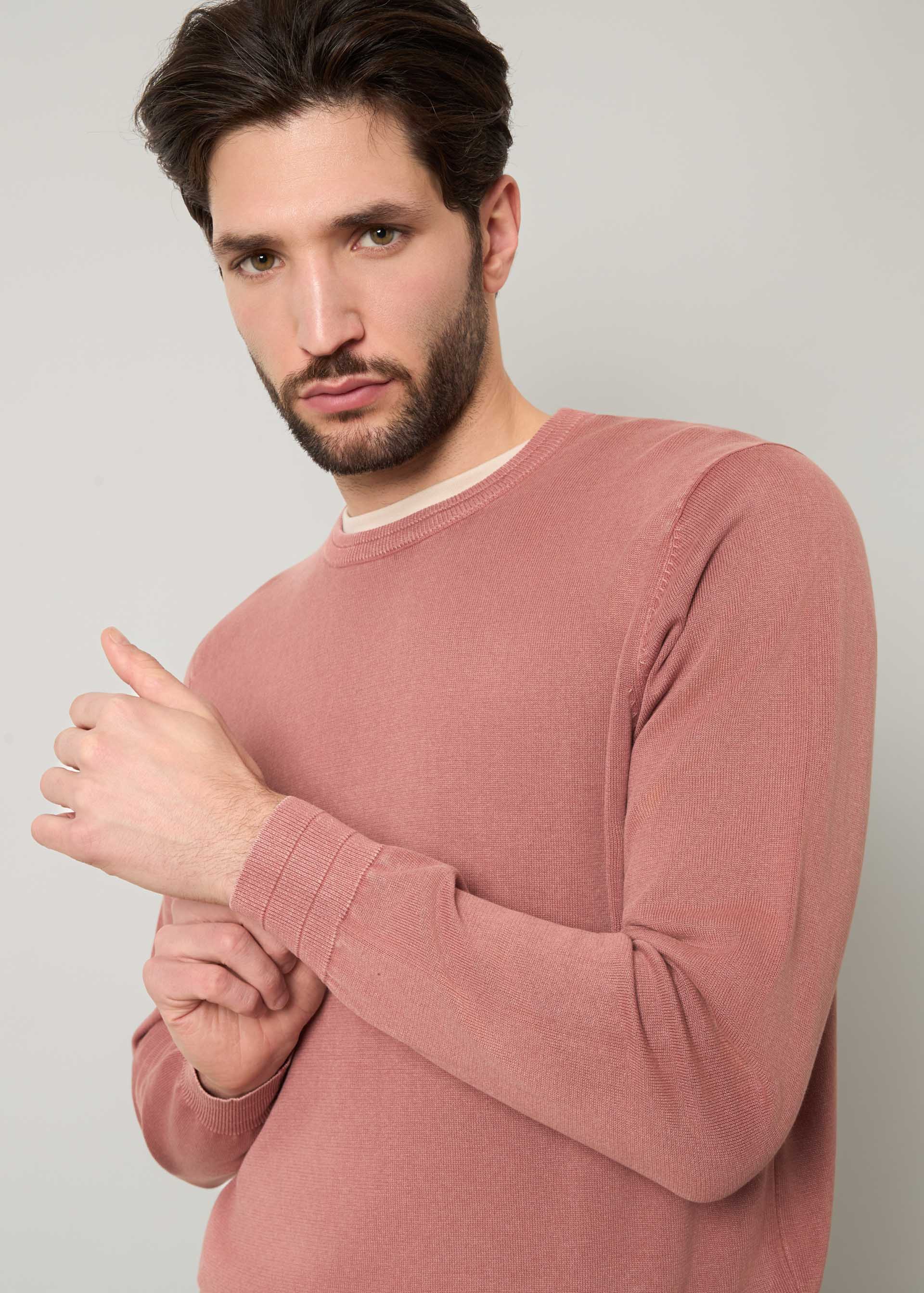 Pullover in puro cotone stone wash