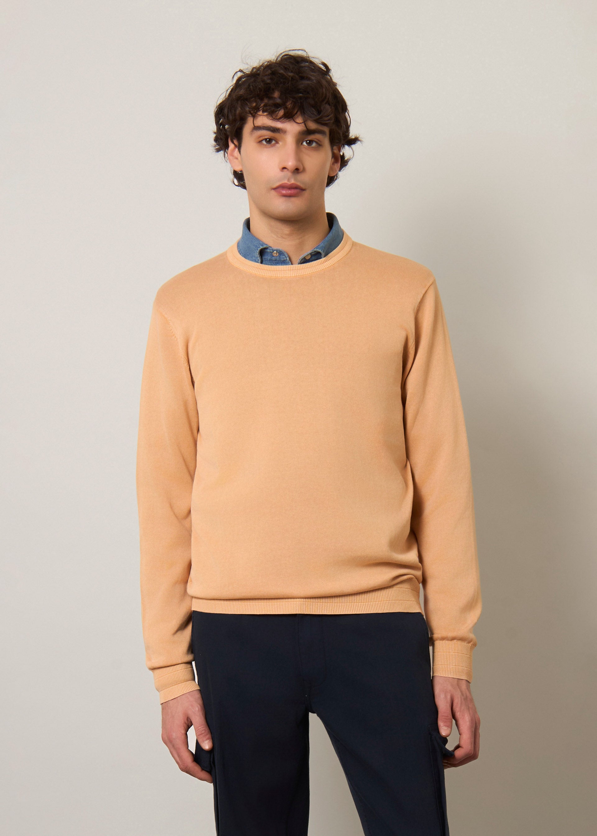 Pullover in puro cotone stone wash