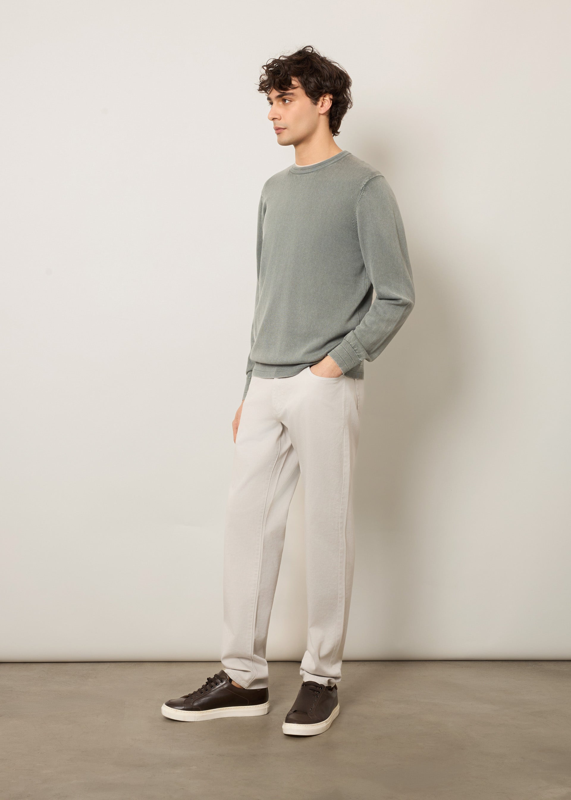 Pullover in puro cotone stone wash