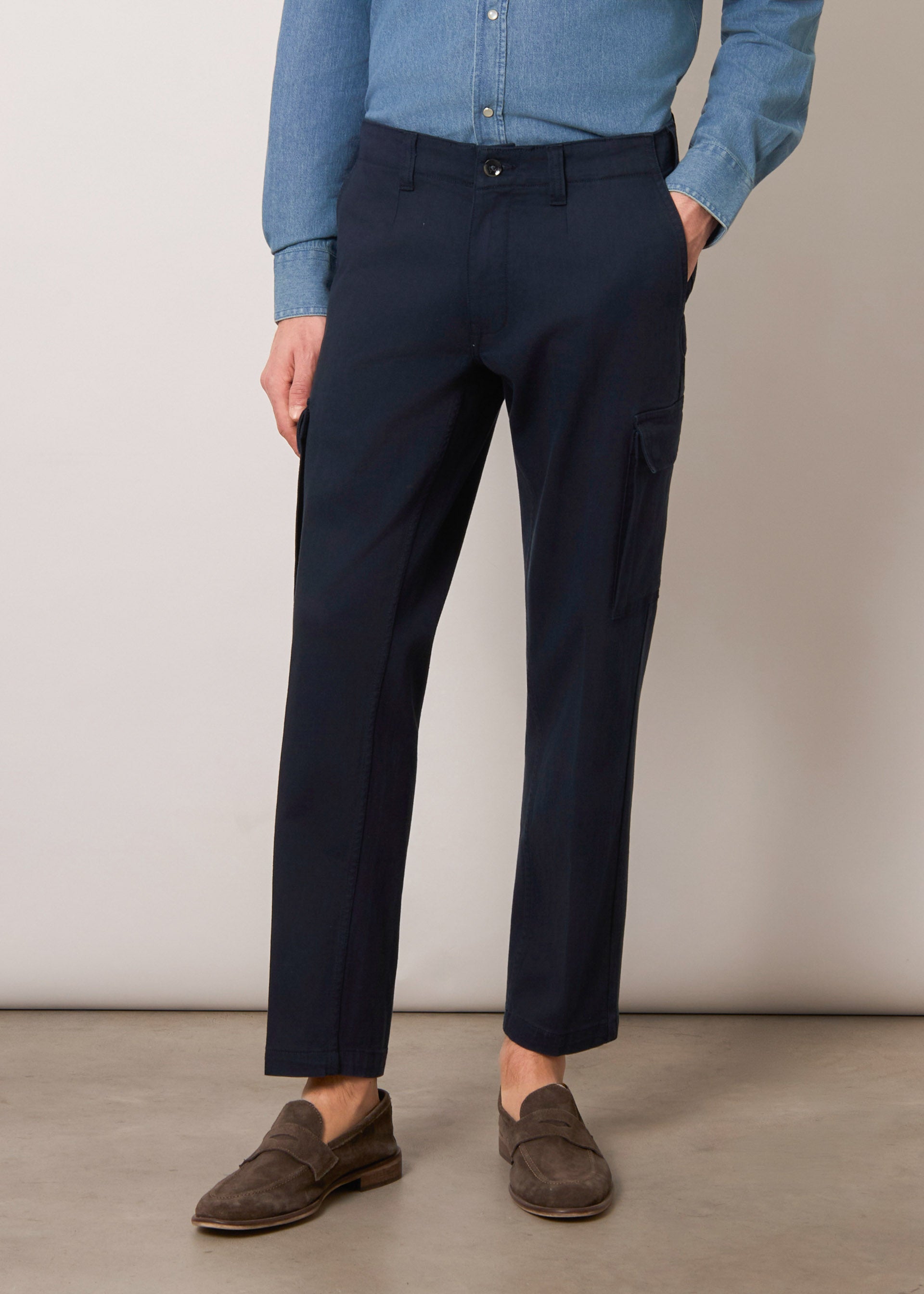 Pantaloni cargo in cotone stretch
