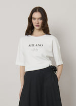 T-shirt lettering over in cotone