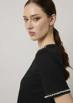 T-shirt in puro cotone con perle