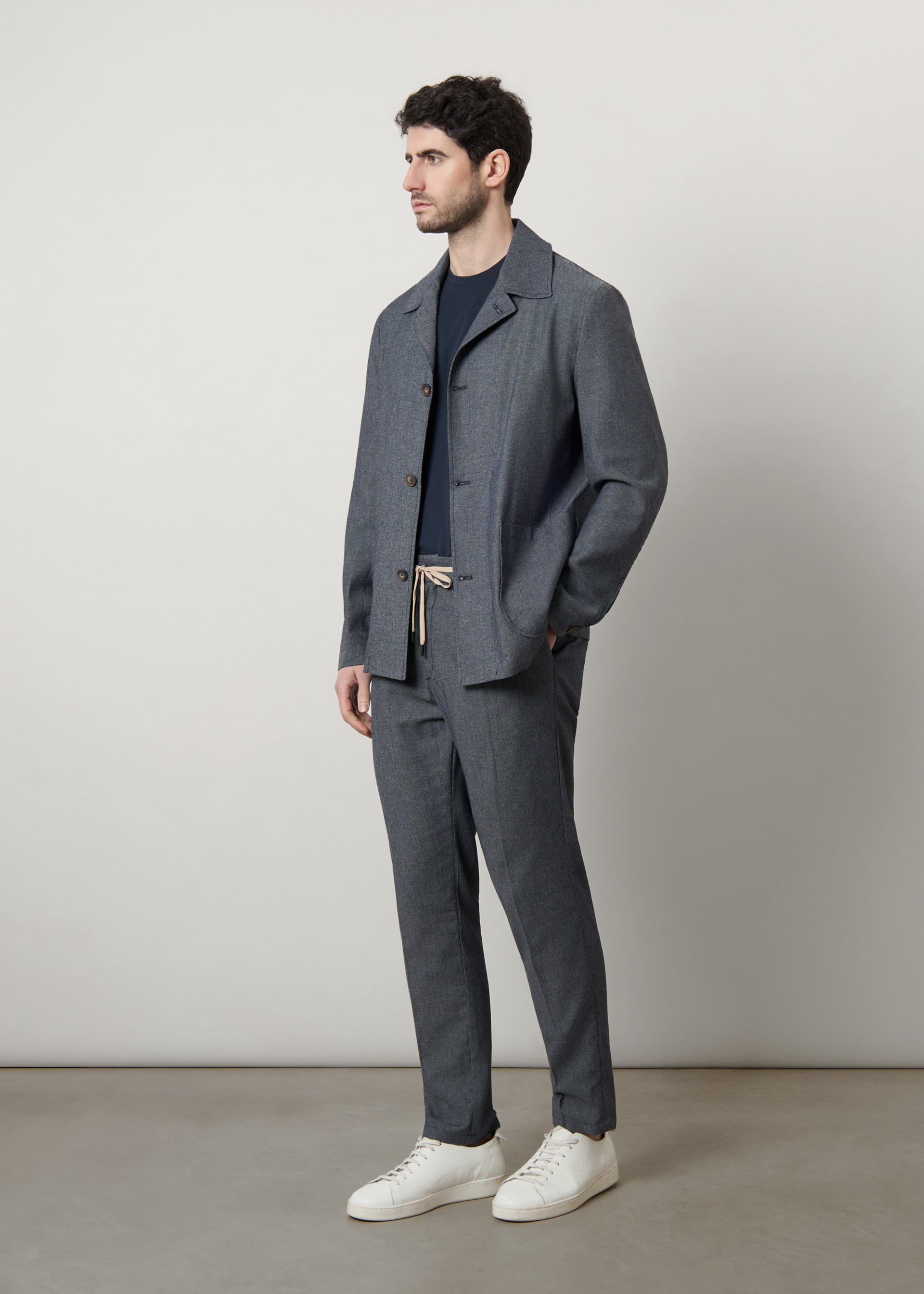 Giacca camicia in cotone e lino