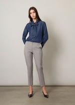 Pantaloni gessati in cotone stretch