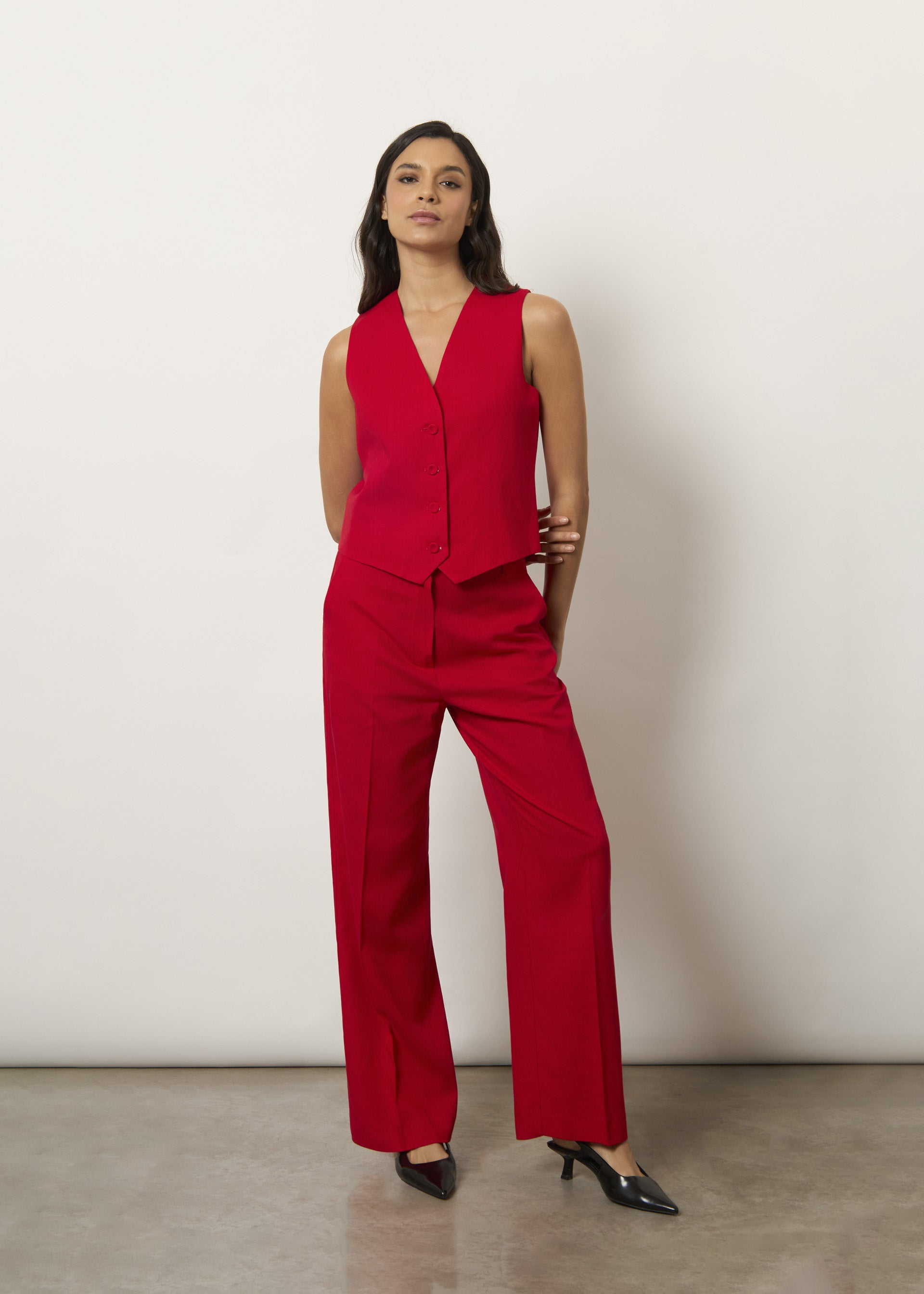 Pantaloni ampi in misto lino