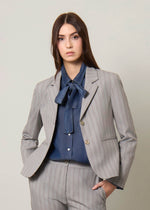 Blazer gessato in cotone stretch