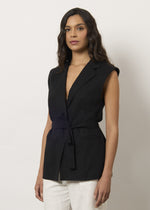 Gilet lungo in misto lino