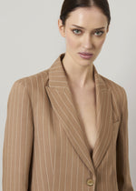 Blazer gessato in misto lino