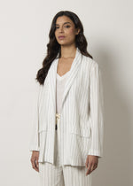 Blazer ampio in misto lino gessato