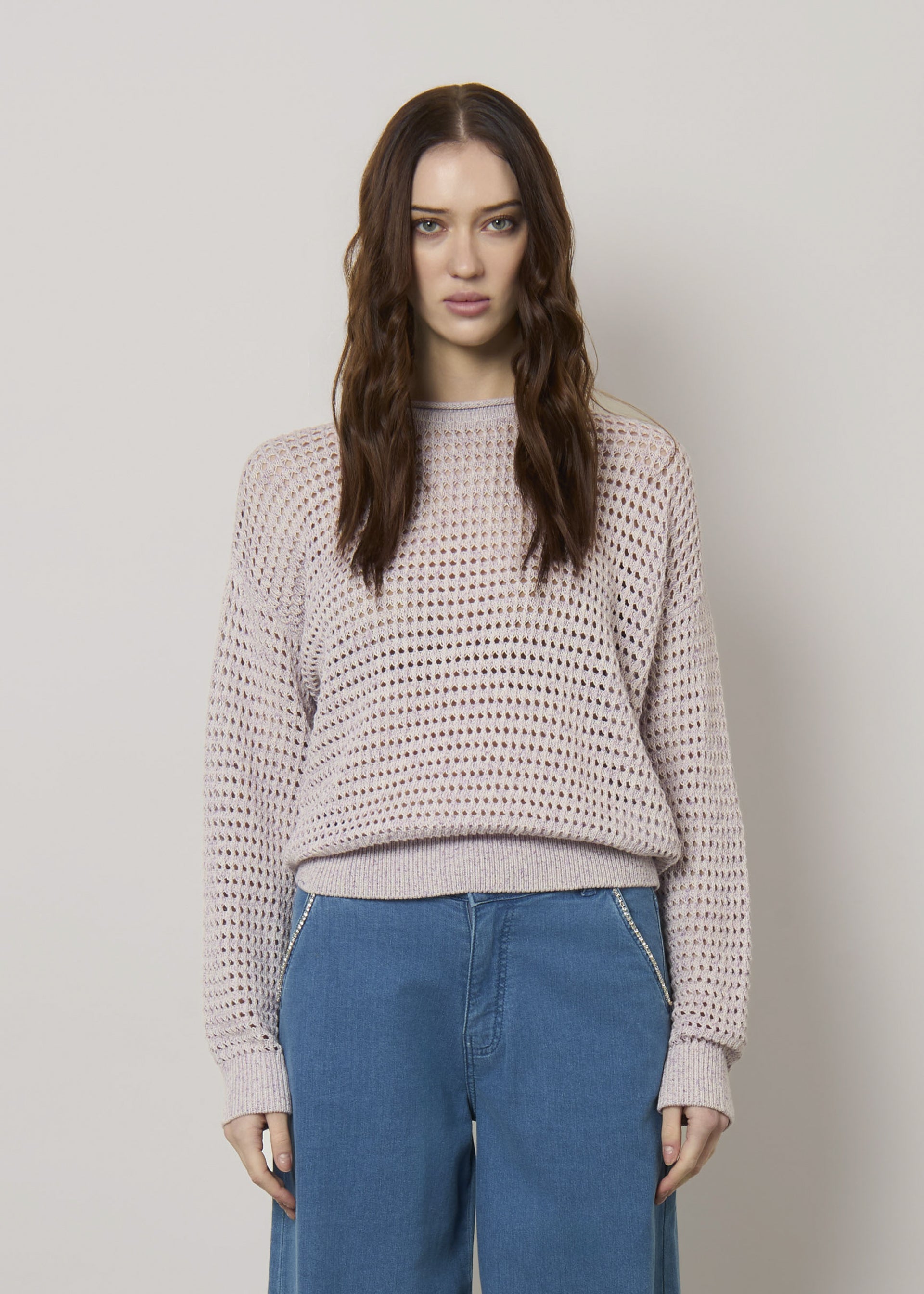 Pullover in cotone traforato