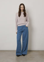 Jeans wide leg con strass