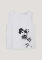 Top in misto lino stampato