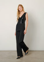 Jumpsuit in twill con paillettes