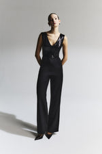 Jumpsuit in twill con paillettes