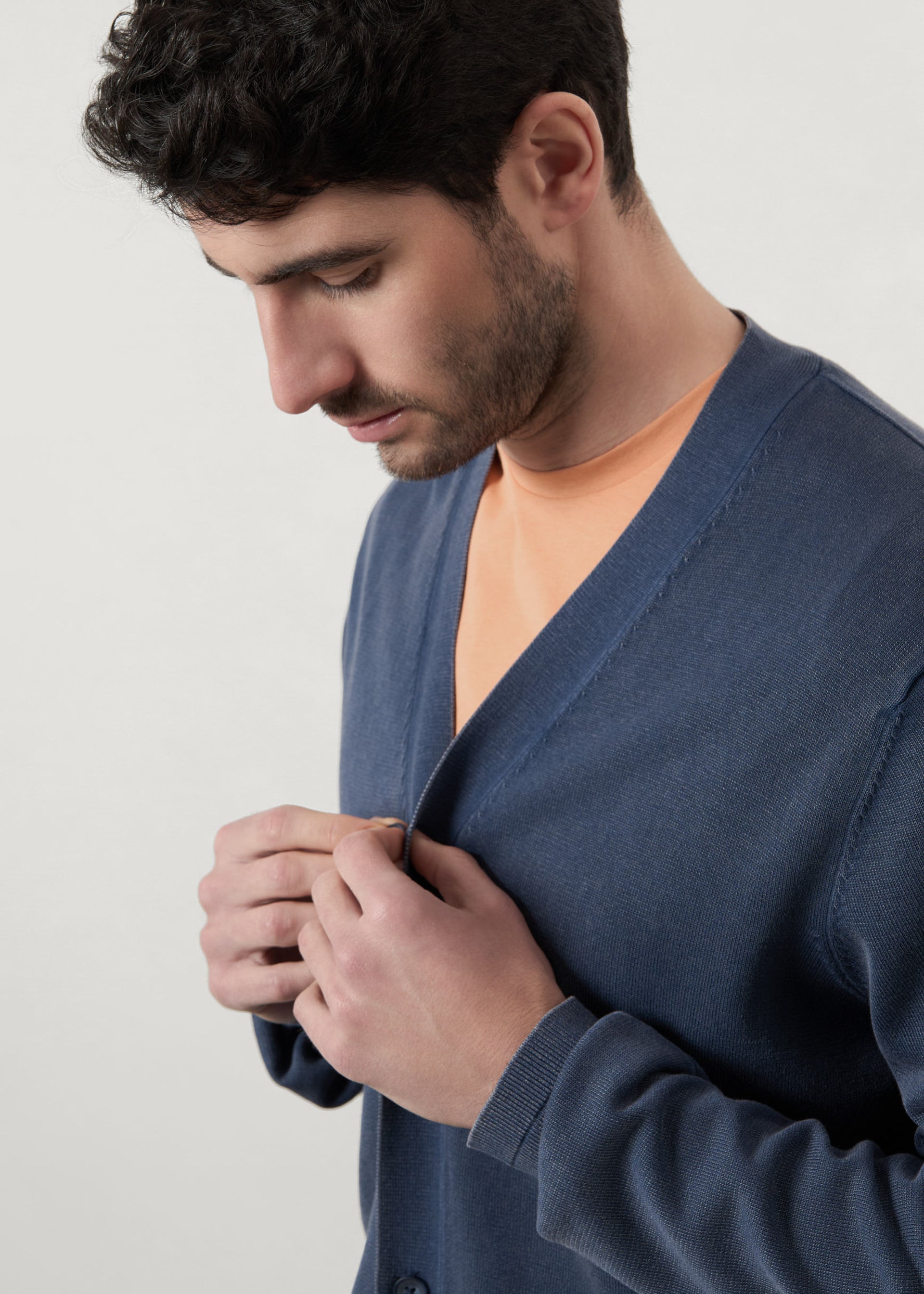 Cardigan in puro cotone stone wash