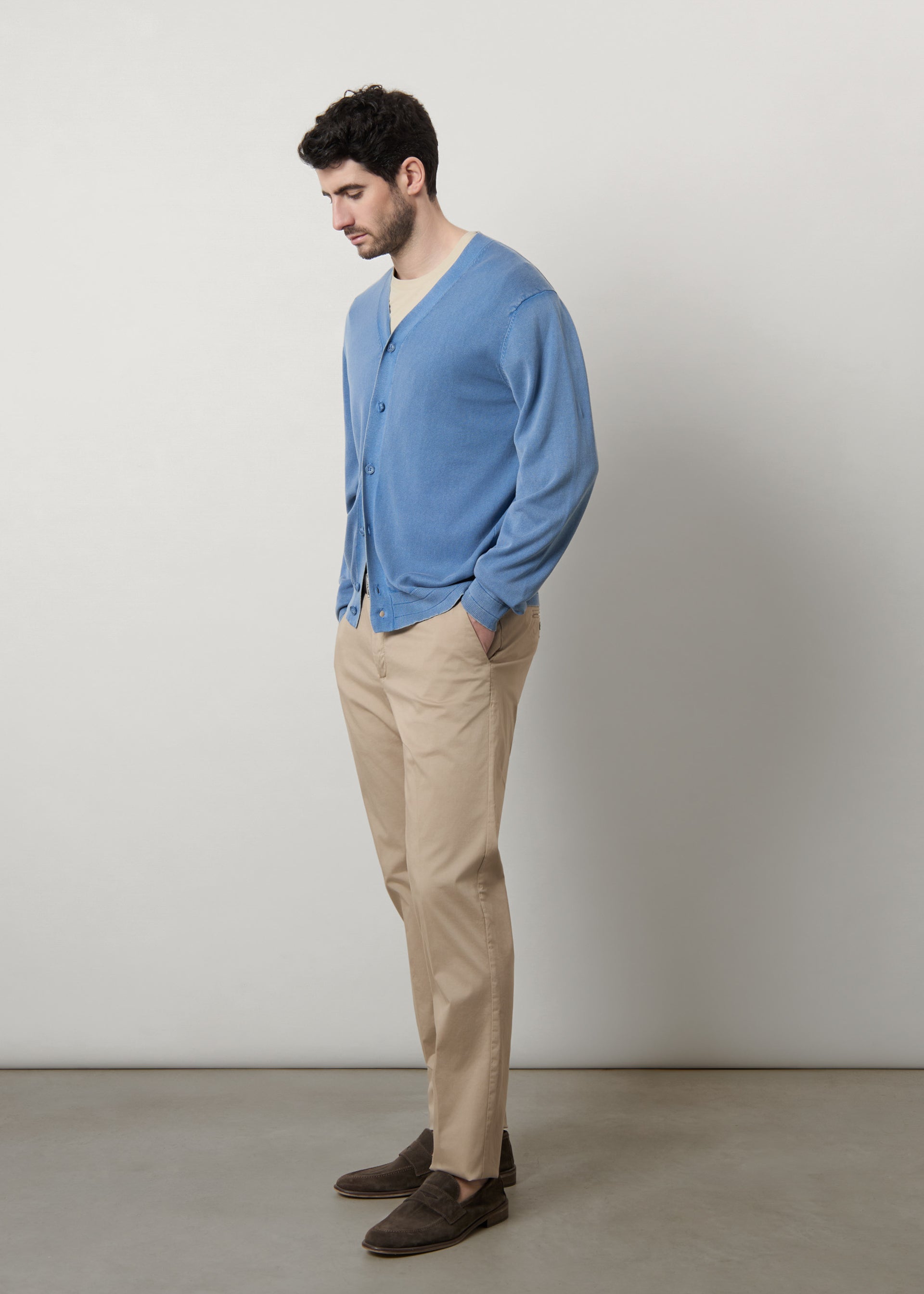 Cardigan in puro cotone stone wash