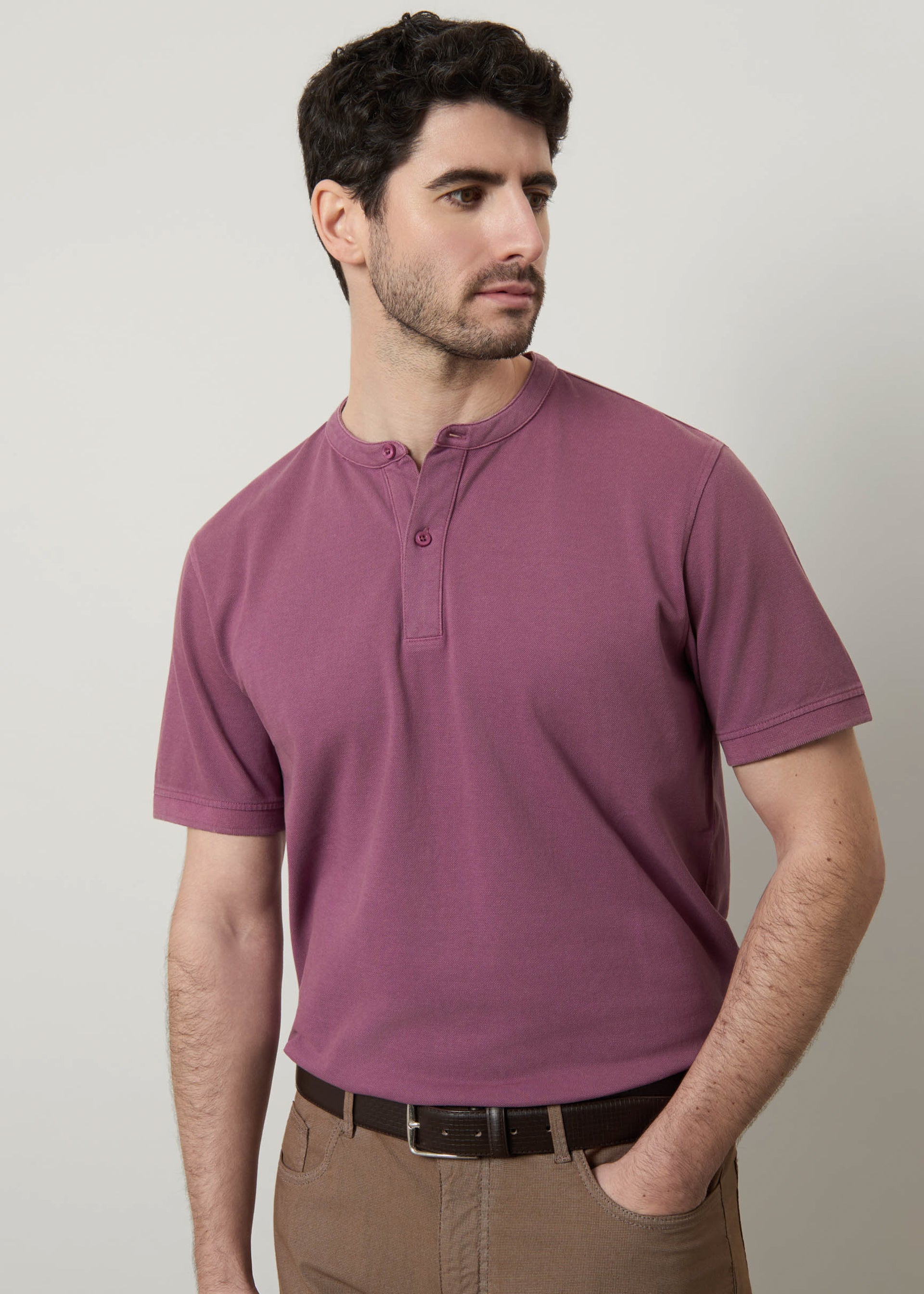 Polo in piquet collo coreana