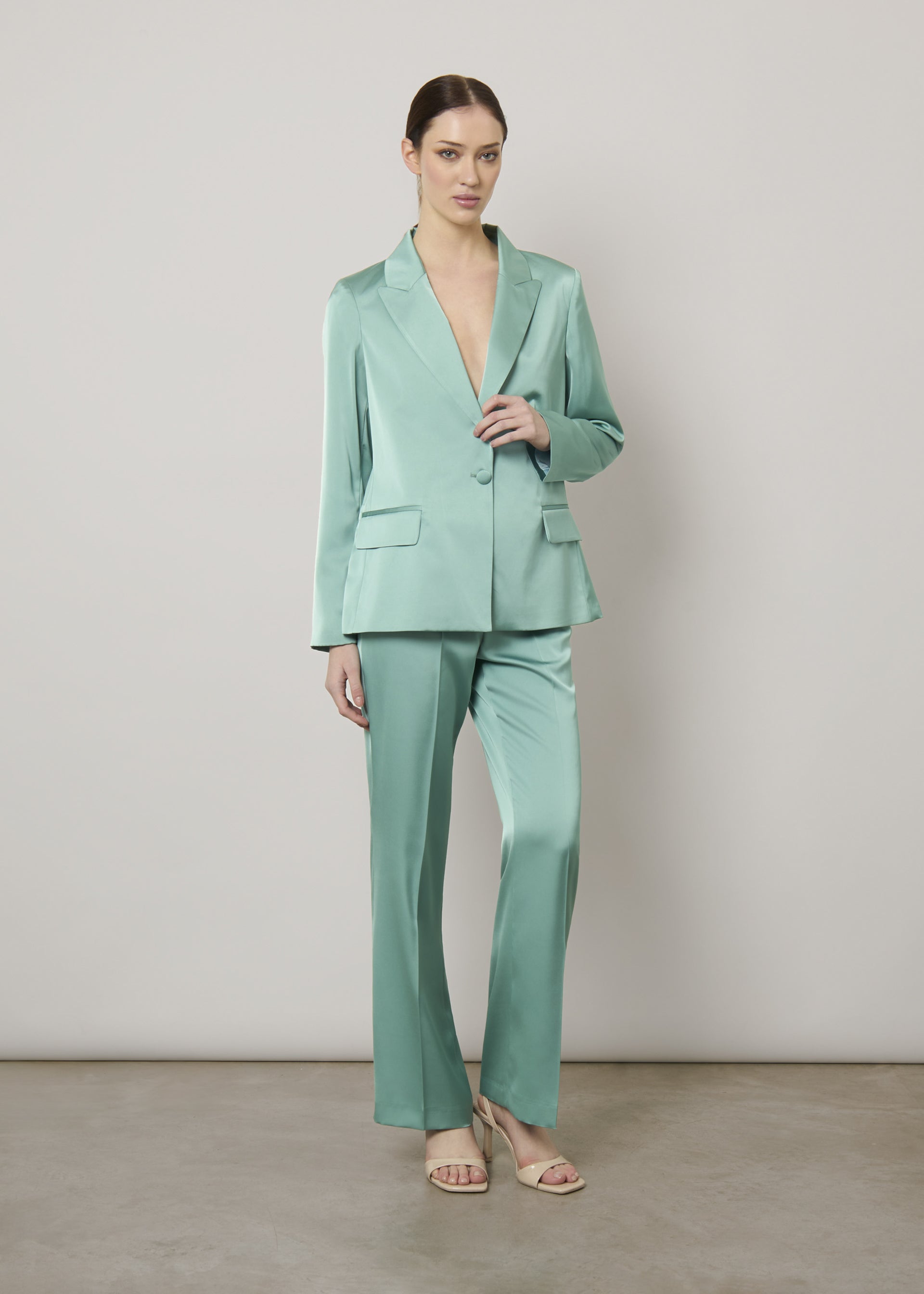 Pantaloni in satin a vita alta