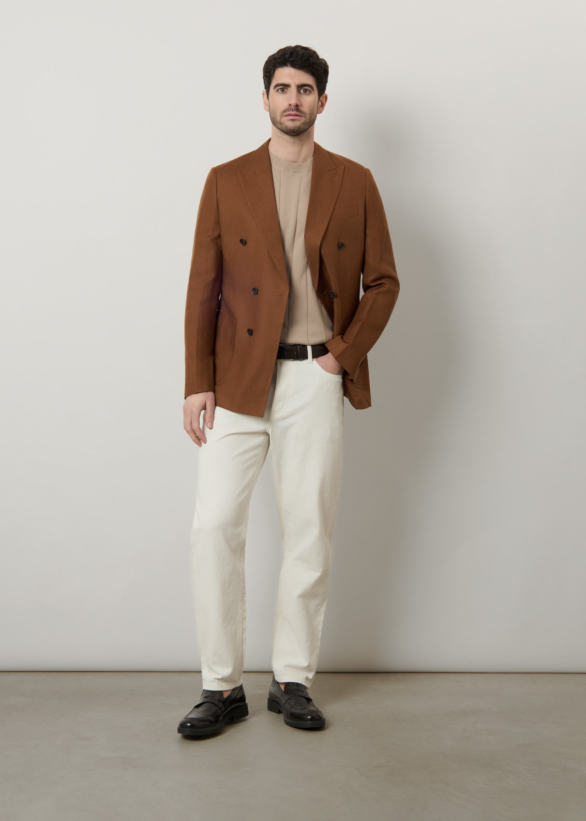 Blazer doppio petto in misto lino
